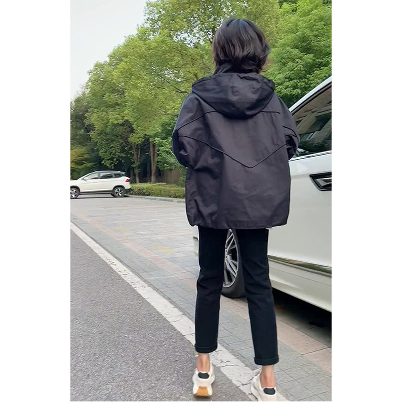 韩国小香风工装外套女春秋设计感高级感黑色连帽美式风街头棒球服