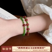天然红玛瑙碧玉玉髓新中式 李大爷 店 国潮手串撞色气质手链女