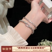 李大爷 店 复古拉丝猫眼轻奢马蹄扣锆石叠戴手链泡泡高级感女