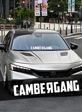 CAMBERGANG改装贴花hellaflush前挡风玻璃贴汽车低趴贴纸JDM车贴