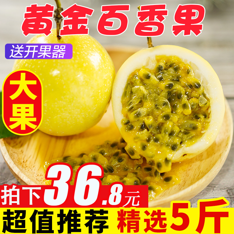 纯香果黄金百香果5斤包邮当季黄色百果香水果新鲜特大果一级整箱1