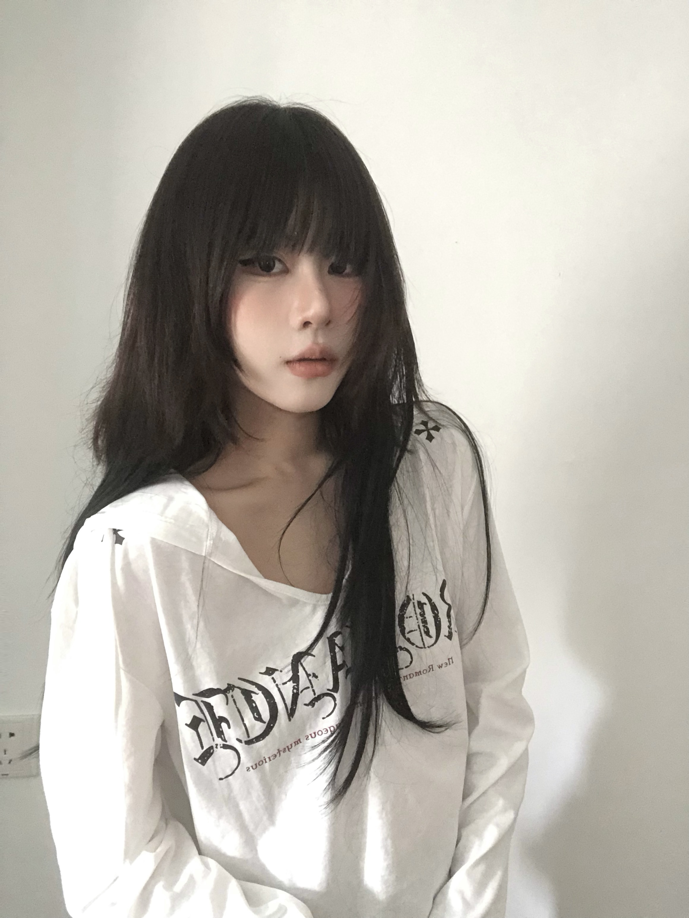LINKA 25FW美式复古字母印花V领连帽长袖上衣外套宽松薄款罩衫女