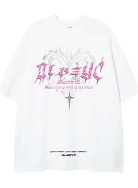 chaonimei美式重磅纯棉男士短袖T恤夏季嘻哈风炸街痞帅大字母半袖