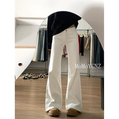 白色微喇牛仔裤女2025夏