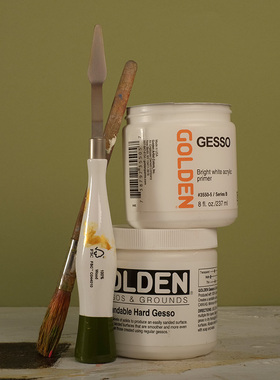 Golden高登石膏底料黑色白色3550沙粒型3551底涂丙烯油画绘画打底