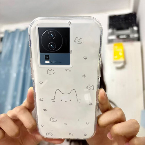 适用于iQOONeo7SE竞速版手机壳新款小猫头保护套日韩高级感ins风卡通女可爱大孔硅胶软壳全包简约创意外壳防