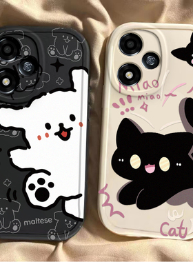 OPPOA2m手机壳OPPO新款A2M5G保护套OPA/OPPA可爱opp0pp0ppo液态硅胶ppoa全包防摔a2男opopa女oopoa黑猫白狗