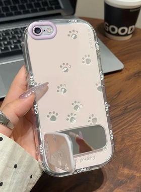 适用苹果6/7/8plus手机壳iPhonex新款镜面12/13mini可爱15Pro防摔16ProMax全包6s镂空猫爪14plus男女11保护套