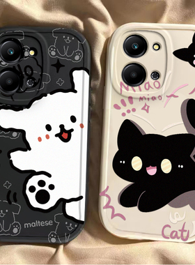 适用荣耀Play7T手机壳华为Paly7Tpro保护套HONOR新款P1ay可爱Piay软硅胶全包RKY一AN10防摔RKYAN男女黑猫白狗