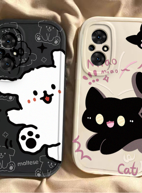 适用荣耀50SE手机壳HONOR5OSE保护套ES华为新款H0N0R50S50E硅胶全包防摔专用可爱网红高级感荣誉男女黑猫白狗