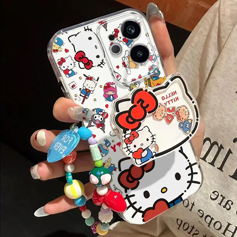 适用真我GT6手机壳realmeGT6保护套Realme新款OPPO可爱TG六Por超薄透明镜头全包防摔OPPOGT6P女生款kt猫支架