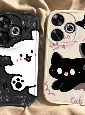 适用红米Note13R手机壳小米RedmiNote13R5G保护套Redmi新款Noto可爱RED液态硅胶软壳全包防摔Not男女黑猫白狗