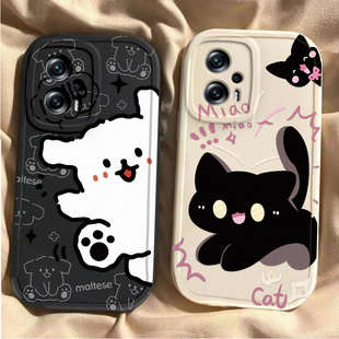 适用红米Note12Turbo手机壳小米RedmiNote12Trubo保护套Redmi新款Tubro液态硅胶Turb全包防摔1TB男女黑猫白狗