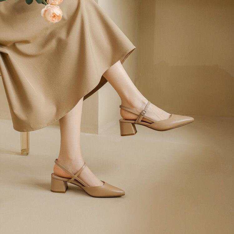 高跟鞋2023春季新款时装鞋粗跟中跟女鞋低帮鞋包头后空凉鞋,流行男鞋,马丁靴,淘宝优惠券,粉丝福利购,淘宝优惠卷