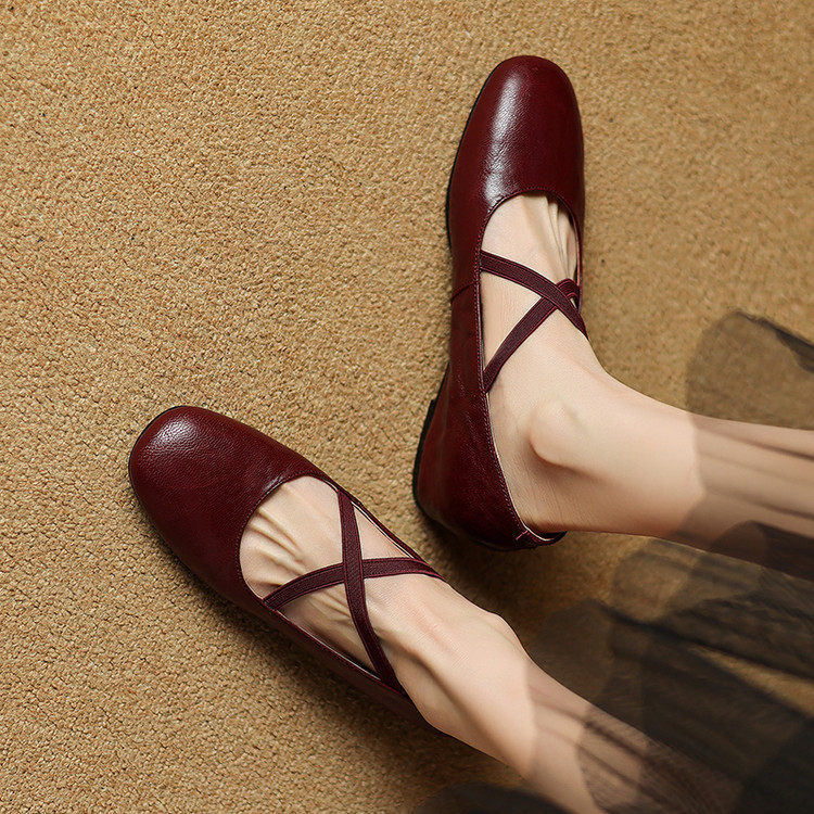 头层羊皮法式内增高松紧交叉带玛丽珍鞋2025春季浅口百搭芭蕾单鞋,流行男鞋,马丁靴,淘宝优惠券,粉丝福利购,淘宝优惠卷