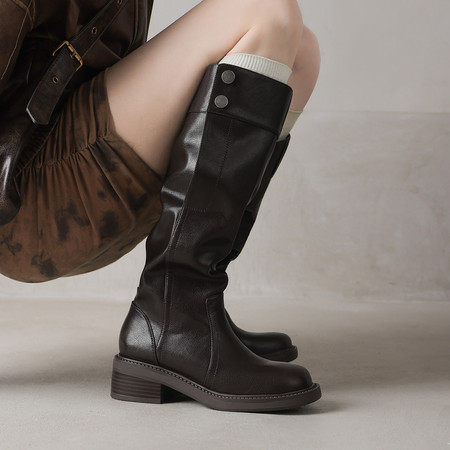 2025绝美巨好看超火宽筒显瘦小个子圆头平底骑士靴早秋高筒长靴女,户外/登山/野营/旅行用品,登山鞋/徒步鞋,淘宝优惠券,粉丝福利购,淘宝优惠卷