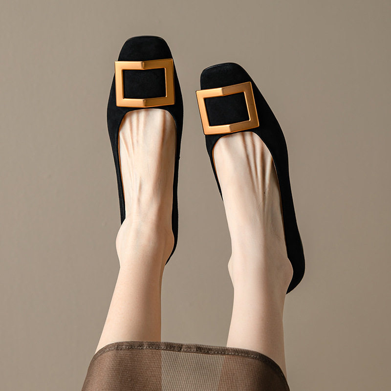 法式复古金属方扣平底鞋女2023新款方头软底单鞋豆豆鞋通勤工作鞋,居家布艺,居家婚庆拖鞋,淘宝优惠券,粉丝福利购,淘宝优惠卷