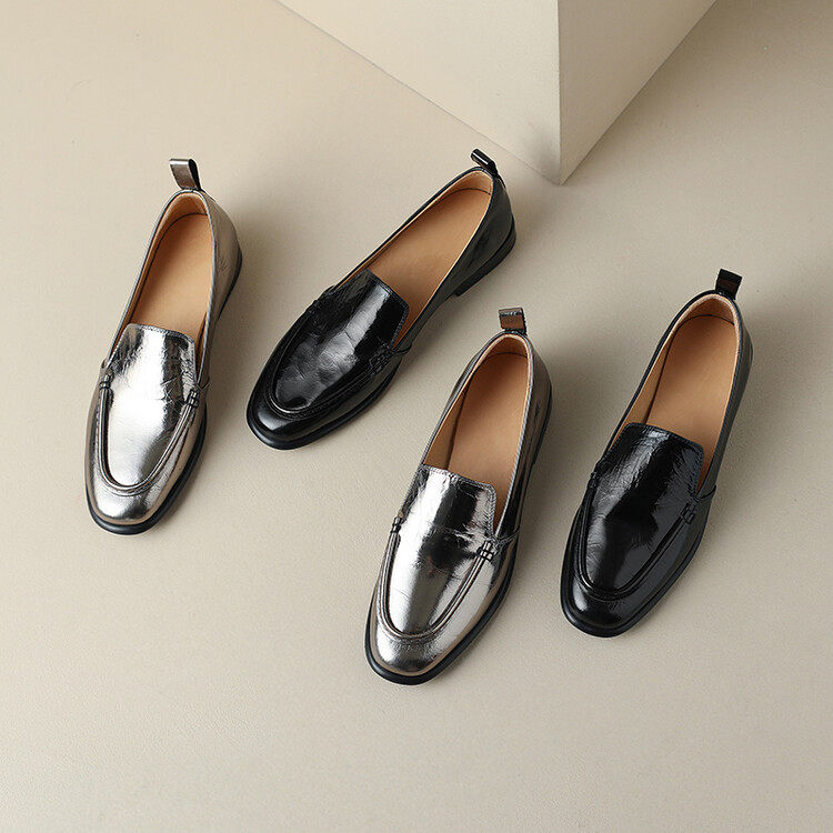 法式复古枪色真皮圆头一脚蹬乐福鞋英伦风时尚平底小皮鞋懒人单鞋,户外/登山/野营/旅行用品,登山鞋/徒步鞋,淘宝优惠券,粉丝福利购,淘宝优惠卷