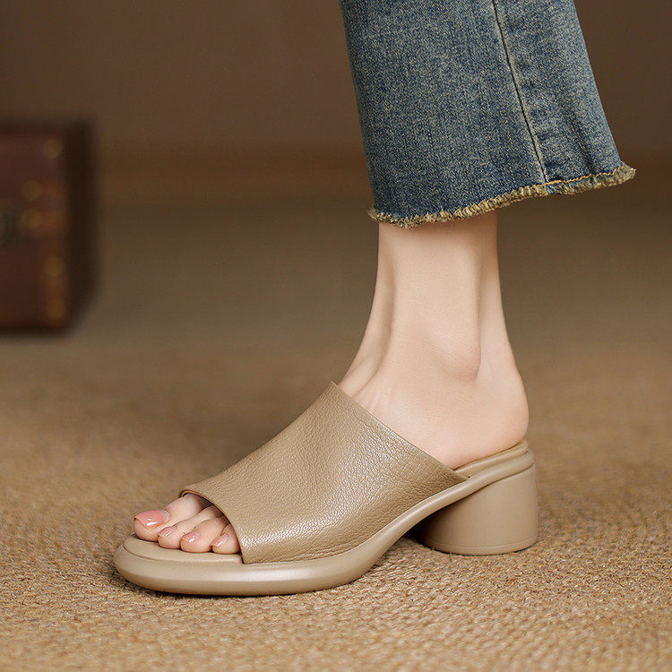 5cm羊皮软底粗跟露趾凉拖女2025年夏季新款外穿休闲厚底一字拖鞋~,户外/登山/野营/旅行用品,登山鞋/徒步鞋,淘宝优惠券,粉丝福利购,淘宝优惠卷