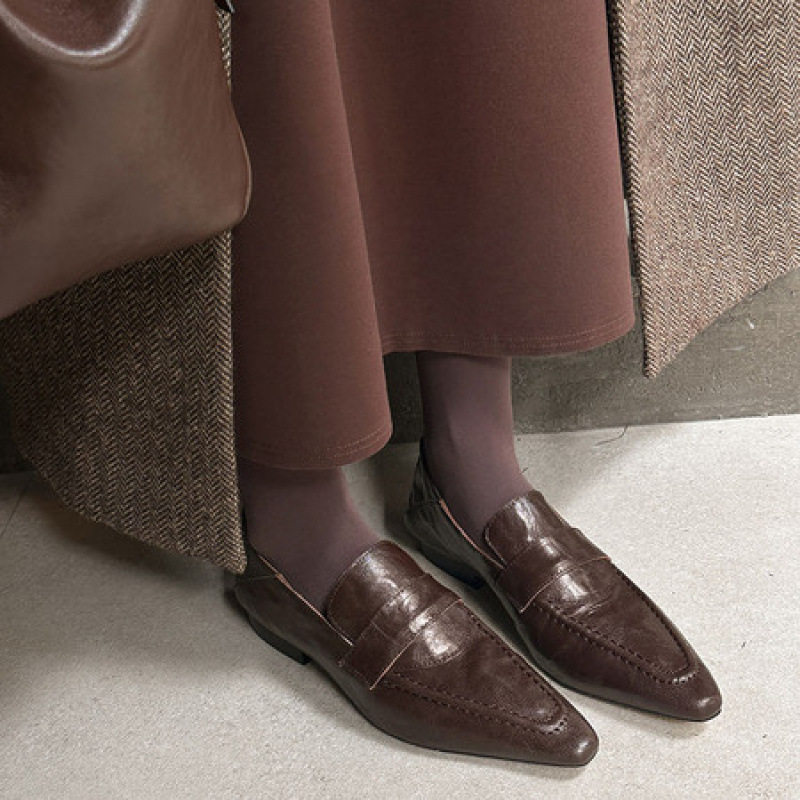 牛皮版~法式复古尖头气质粗跟单鞋女低跟百搭小皮鞋一脚蹬乐福鞋,户外/登山/野营/旅行用品,登山鞋/徒步鞋,淘宝优惠券,粉丝福利购,淘宝优惠卷