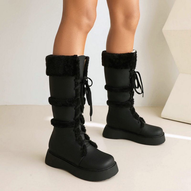 女高筒靴厚毛里雪地靴冬季新款平底坡跟中跟前系带马丁靴保暖棉鞋,户外/登山/野营/旅行用品,登山鞋/徒步鞋,淘宝优惠券,粉丝福利购,淘宝优惠卷