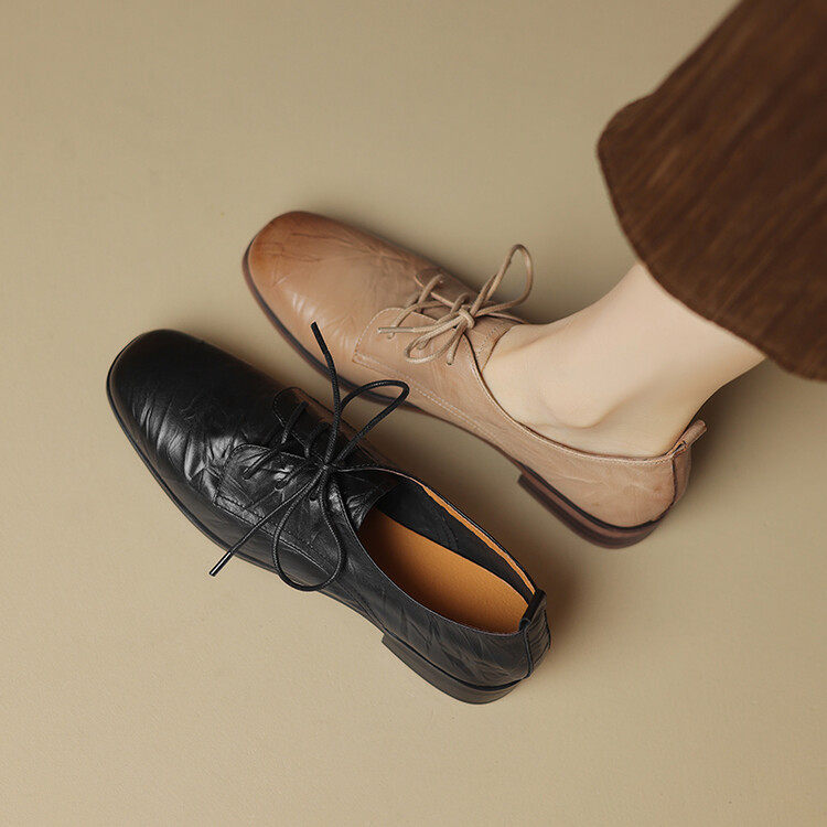 英伦风复古系带小皮鞋女2023春秋新款方头平底单鞋羊皮软底乐福鞋,户外/登山/野营/旅行用品,登山鞋/徒步鞋,淘宝优惠券,粉丝福利购,淘宝优惠卷