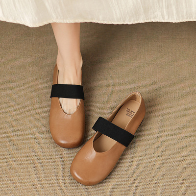真皮女士复古玛丽珍小皮鞋女2025新款春秋季女鞋圆头低跟女款单鞋