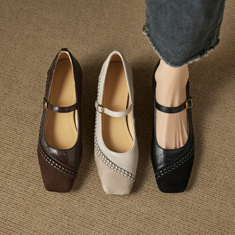 巨好穿法式单鞋女浅口春秋方头低跟真皮内增高灰色小香风玛丽珍鞋,居家布艺,居家婚庆拖鞋,淘宝优惠券,粉丝福利购,淘宝优惠卷