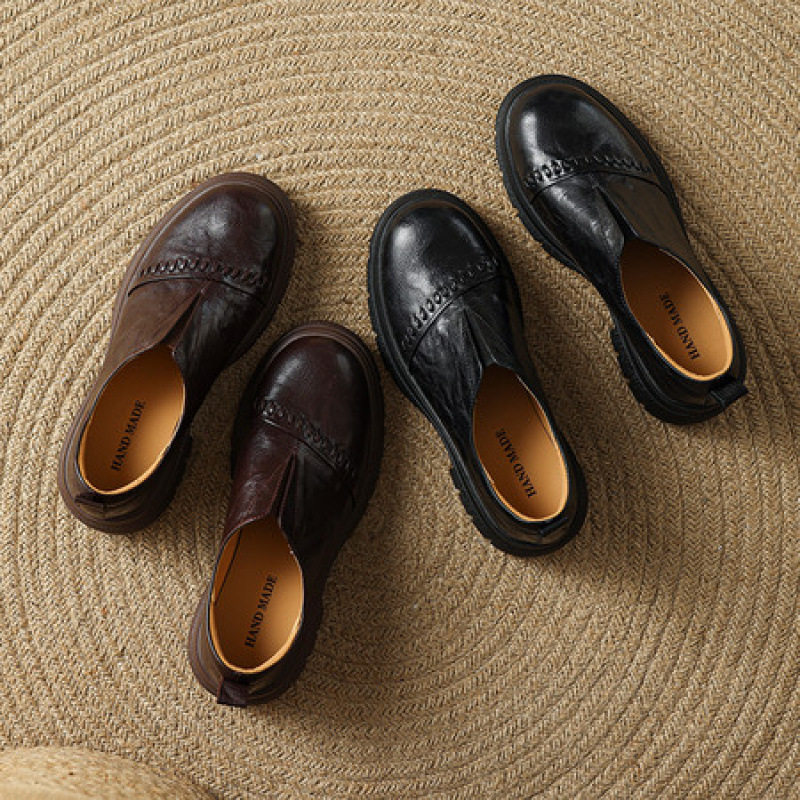 脚背松紧口厚底乐福鞋女编织装饰圆头小皮鞋软羊皮深口单鞋真皮鞋,居家布艺,居家婚庆拖鞋,淘宝优惠券,粉丝福利购,淘宝优惠卷