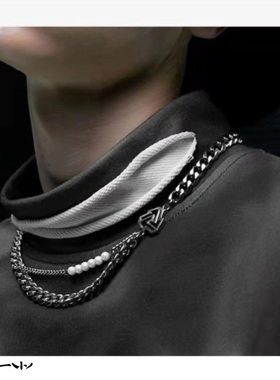 潮牌项链小众设计钛钢锁骨链男