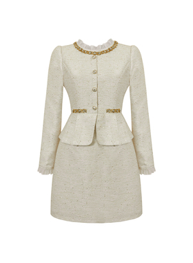 法式名媛高级感气质连衣裙女装秋冬小众设计感精致假两件短款裙子