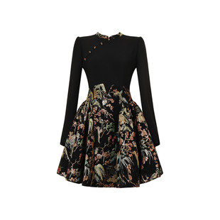 新中式小众设计感假两件连衣裙女秋冬国风气质拼接小个子短款裙子