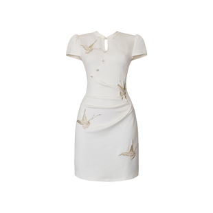 国风蝴蝶刺绣设计感连衣裙女夏季新中式优雅改良旗袍裙子高级名媛