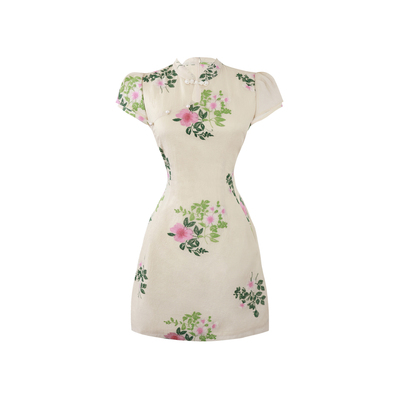 新中式国风改良盘扣旗袍白色连衣裙女高级设计感修身收腰短款裙子