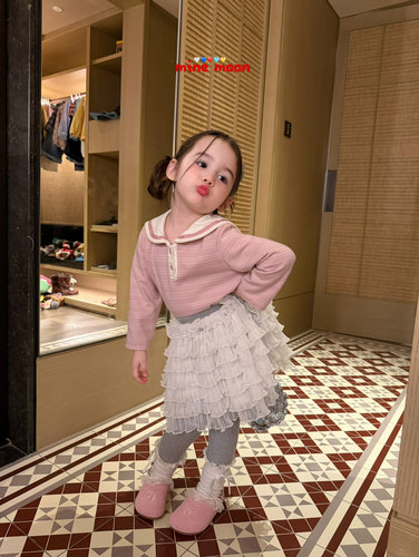 小树家 小月亮mini moon2026秋款女宝海军领上衣蛋糕裙打底裤套装