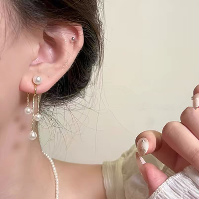 流苏珍珠耳环S999纯银女气质耳坠s925轻奢高级感2025新款爆款耳钉