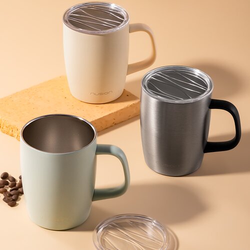 得力纽赛NS857马克杯316不锈钢简约咖啡杯办公家用大容量水杯茶杯