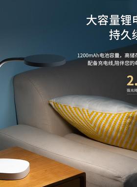 得力17861台灯锂电池硅胶软管调节保护视力充电插电两用台灯LED