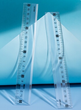 5把得力VC22透明防滑直尺15cm20cm尺子带波浪线绘图小学生初中生
