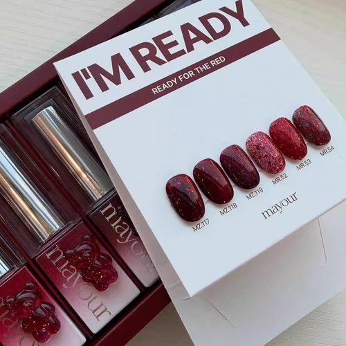 2025 韩国进口 Mayour 新年红 圣诞红 透红甲油胶碎钻胶 红色合集