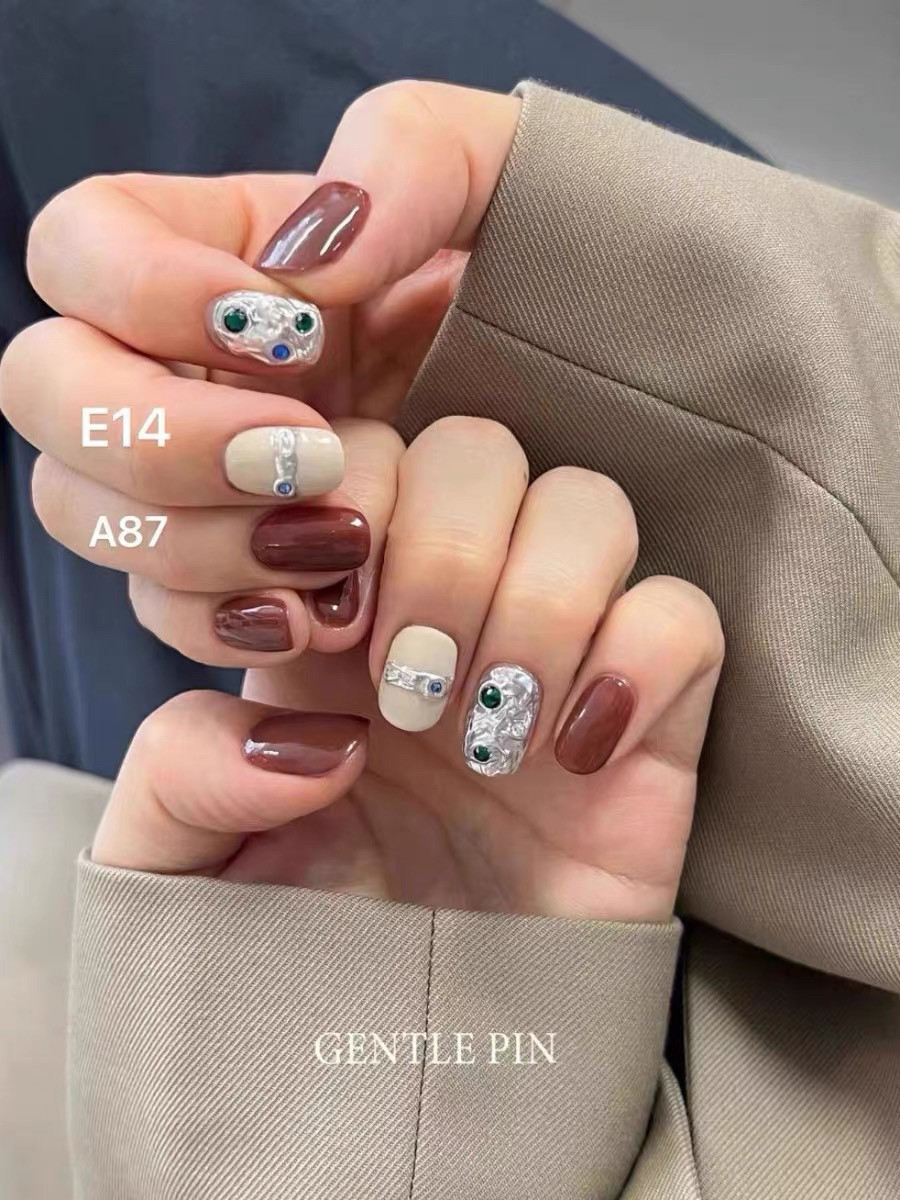 韩国微粉gentlecosgentlepink甲油胶品牌秋冬美甲板栗棕酱色 a87