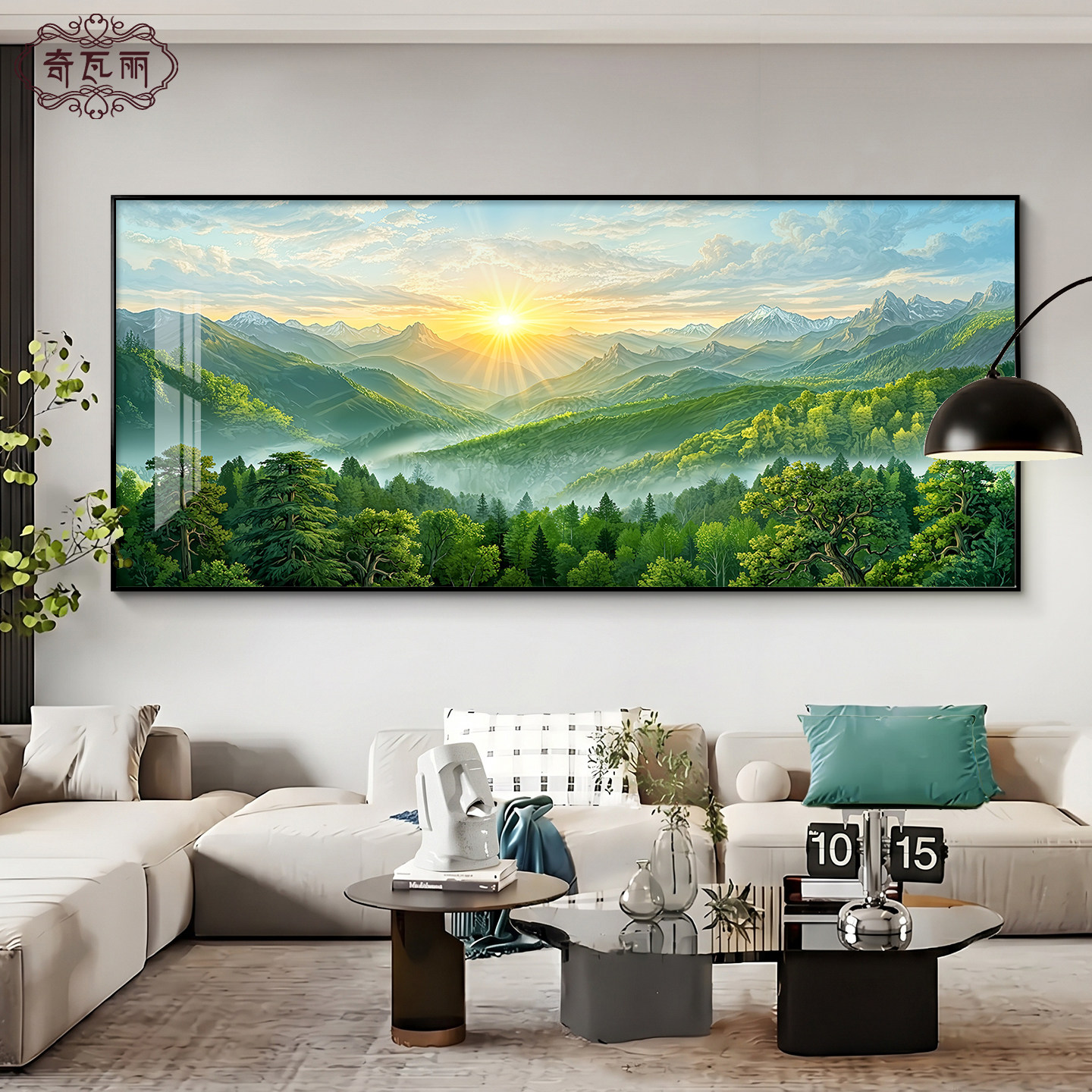 旭日东升东墙挂画客厅沙发背景墙装饰画2026新款山水画风景油画