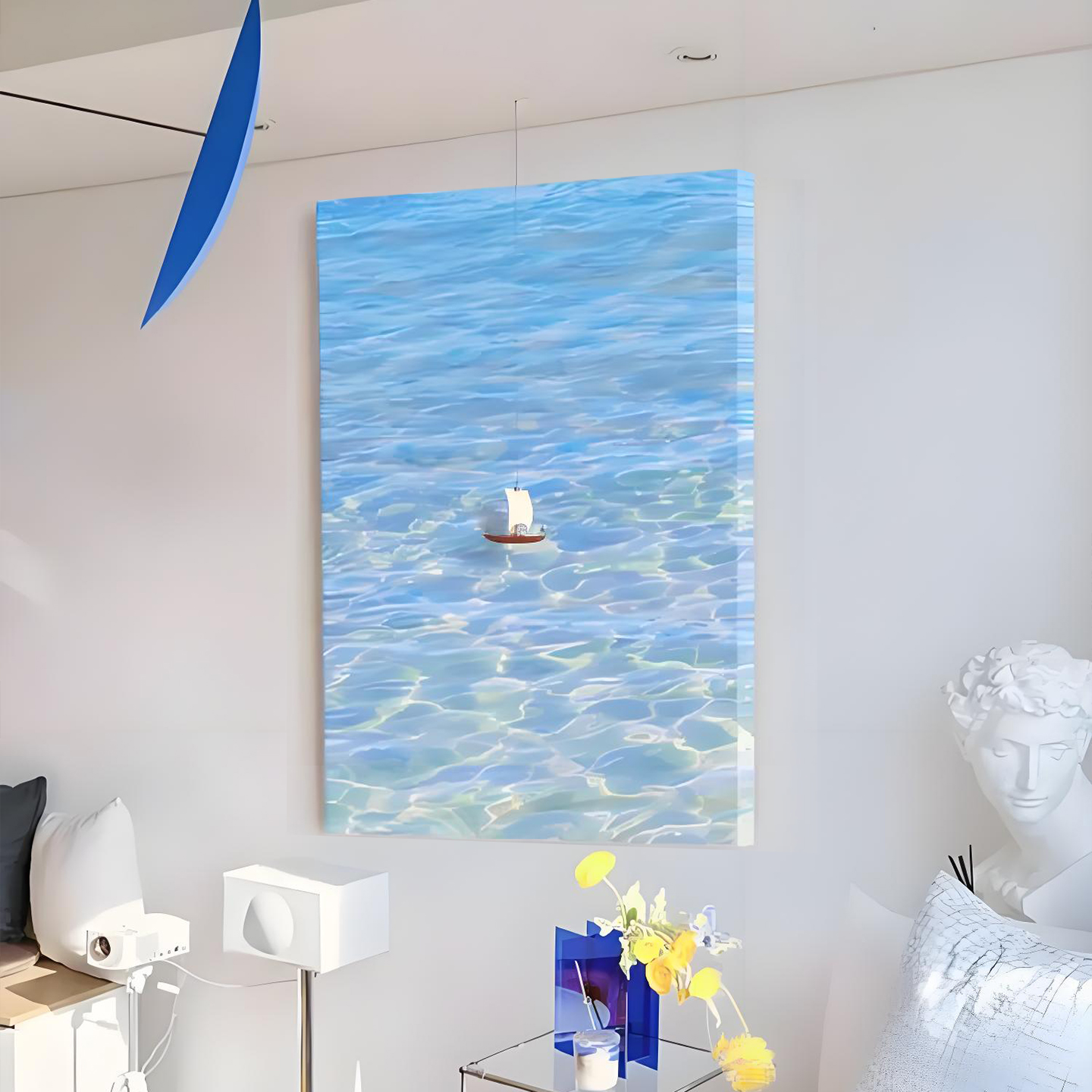 一帆风顺入户玄关装饰画奶油风客厅走廊过道挂画小众艺术治愈壁画图片