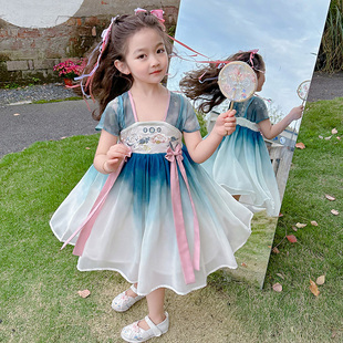 宝宝汉服中国风裙子夏装 女童连衣裙夏季 洋气儿童古装 2024新款 薄款