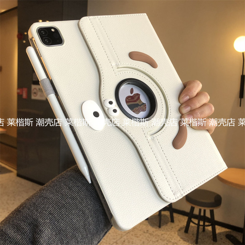 diy棕耳狗360度旋转苹果iPad11代保护套10.2寸9.7适用air456平板壳Pro11卡通A2197第789代mini6横竖支架Air11