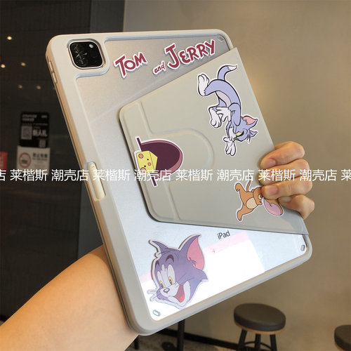 360度旋转亚克力适用iPad11代a16保护套10代10.9可爱Pro11寸10.2笔槽M234苹果7/8/9代防弯air456卡通12.9硬壳