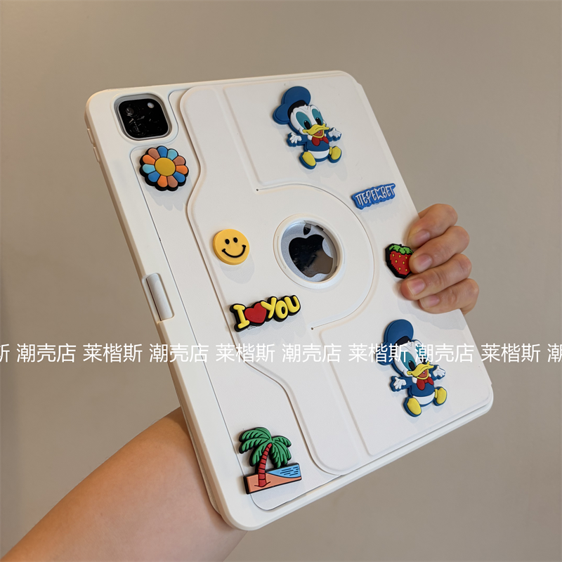 360旋转亚克力皮套适用苹果iPad11代a16保护套10代10.9横竖支架Pro11寸a2602卡通air456全包pro13防摔diy硬壳