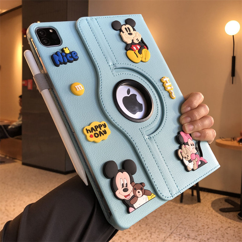 立体卡通公仔360度旋转iPad10代10.9保护套10.2寸9.7适用a2602苹果air765平板壳Pro11可爱A1822防摔第7/8/9代