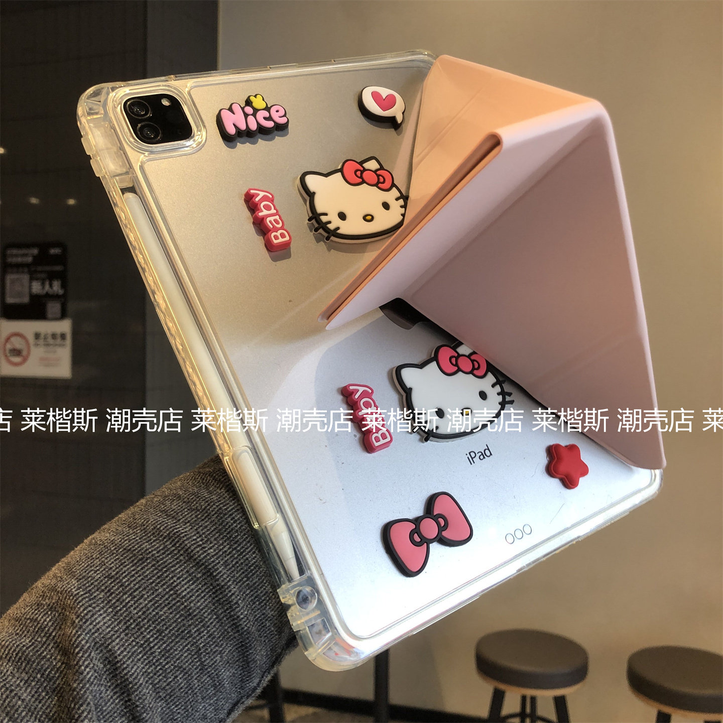 3+Y折亚克力横竖支架适用苹果iPad11代a16保护套Air6/7/8带笔槽Pro第二代11寸10.2可爱卡通10.9立体mini5硬壳