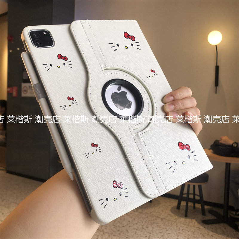 diy可爱卡通360度旋转皮套适用iPad第11代a16保护套十代10.9/10.2寸9.7寸Pro11苹果Air8笔槽A2197支架a1893壳